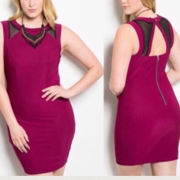 Plus Size Burgundy Purple  All Occasion  Dress - Picture 2 of 5